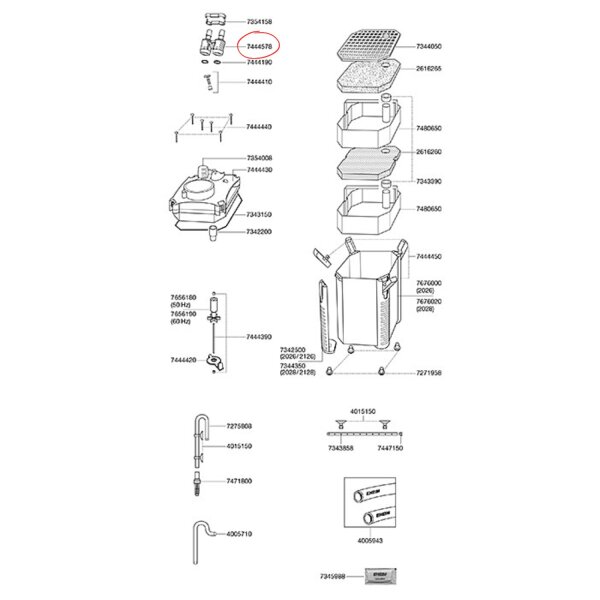 EHEIM Adapter komplett professionel II (2026, 2028, 2126), Thermo (2128)