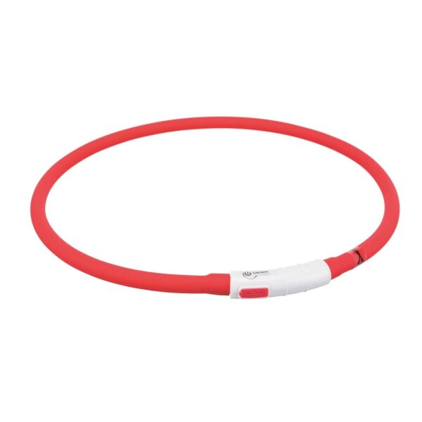 TRIXIE Flash Leuchtring USB, Silikon, XS-XL: 70 cm/ø 10 mm, rot