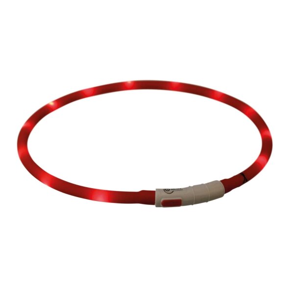 TRIXIE Flash Leuchtring USB, Silikon, XS-XL: 70 cm/ø 10 mm, rot