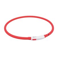 TRIXIE Flash Leuchtring USB, Silikon, XS-XL: 70 cm/ø 10 mm, rot