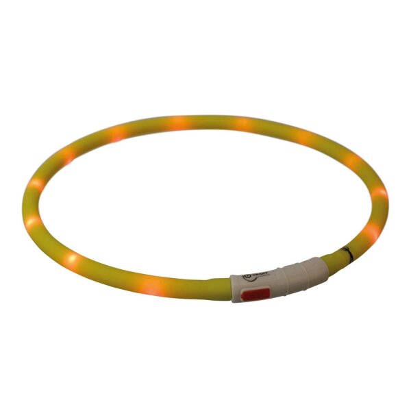 TRIXIE Flash Leuchtring USB, Silikon, XS-XL: 70 cm/ø 10 mm, gelb