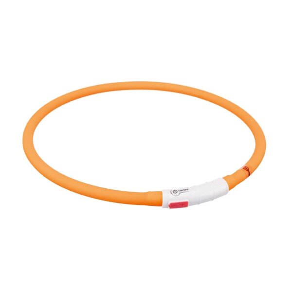 TRIXIE Flash Leuchtring USB, Silikon, XS-XL: 70 cm/ø 10 mm, orange