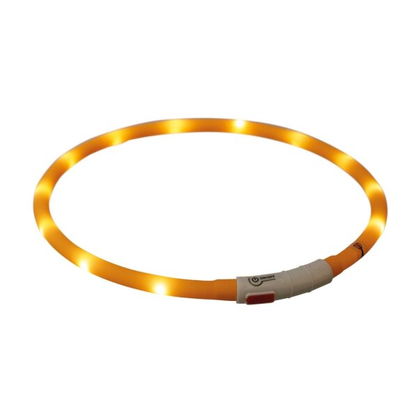 TRIXIE Flash Leuchtring USB, Silikon, XS-XL: 70 cm/ø 10 mm, orange