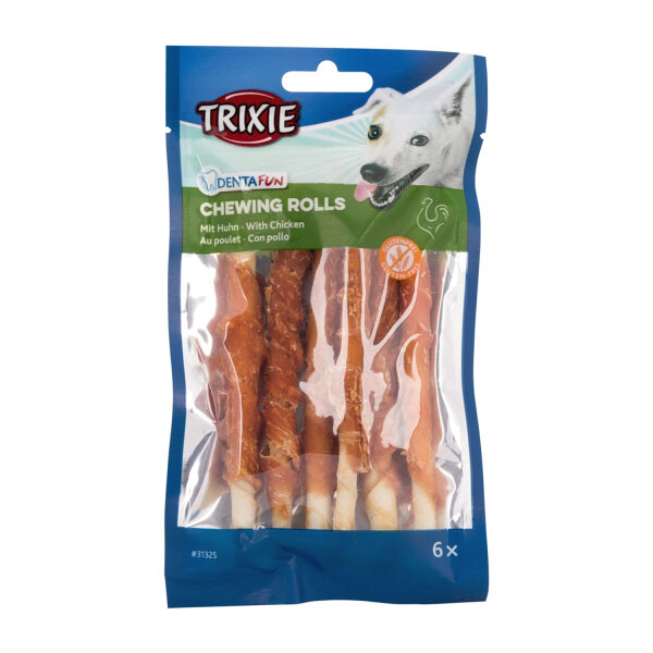 TRIXIE Denta Fun Chicken Chewing Roll 12 cm (6 Stk. verpackt)