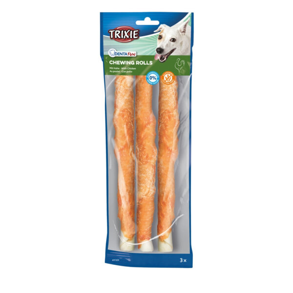 TRIXIE Denta Fun Chicken Chewing Roll 28 cm (3 Stk. verpackt)