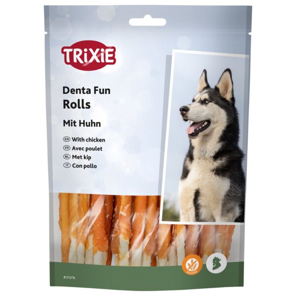 TRIXIE Denta Fun Chicken Chewing Roll 12 cm (30 Stk. verpackt)