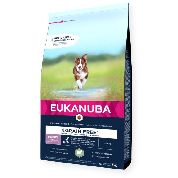 Eukanuba Grain Free Puppy S/M Lamm 3 kg