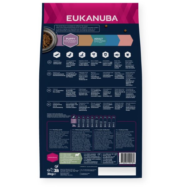Eukanuba Grain Free Puppy S/M Lamm 3 kg