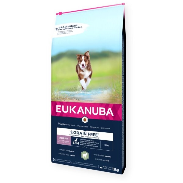Eukanuba Grain Free Puppy S/M Lamm 12 kg
