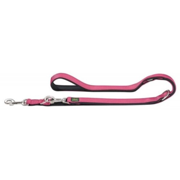 Hunter Verst.Führleine Neopren, 15/200 himbeer/schwarz, Nylon, Neopren