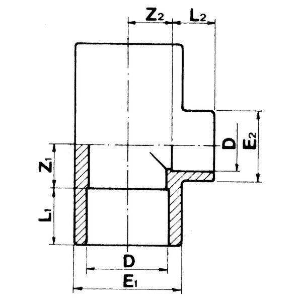 PVC T-Stück 32 x 25 x 32 mm PN16