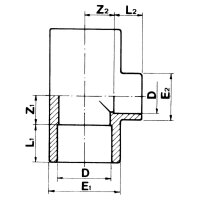 PVC T-Stück 32 x 25 x 32 mm PN16