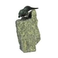 Rottenecker Bronzefigur Eisvogel Flügel zu auf Granit