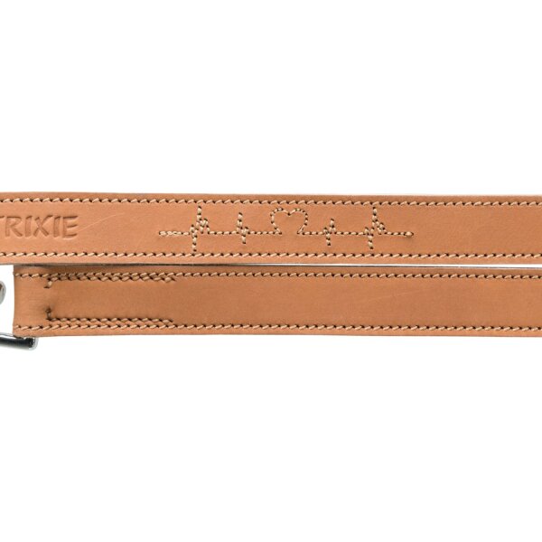TRIXIE Rustic Fettleder-Verlängerungsleine „Heartbeat“ braun M-L: 2 m / 20 mm