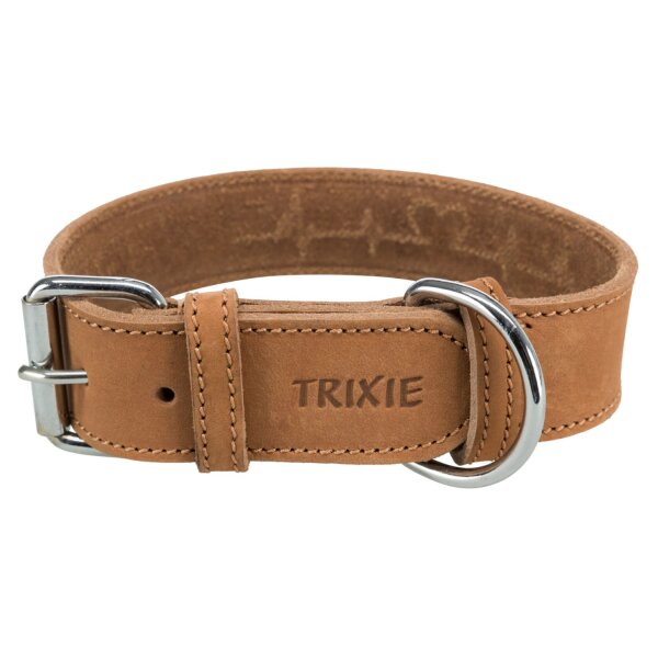 TRIXIE Rustic Fettleder-Halsband „Heartbeat“ braun L