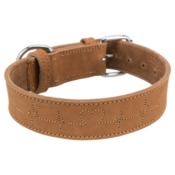 TRIXIE Rustic Fettleder-Halsband „Heartbeat“ braun L