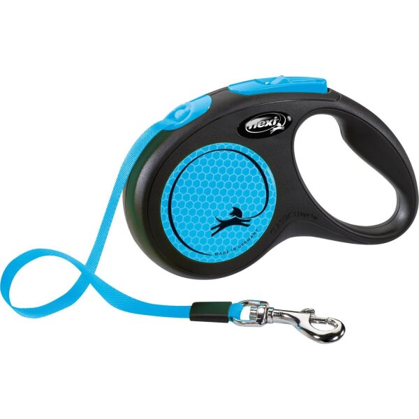 flexi New NEON Gurt 5m neonblau S (bis 15 kg)