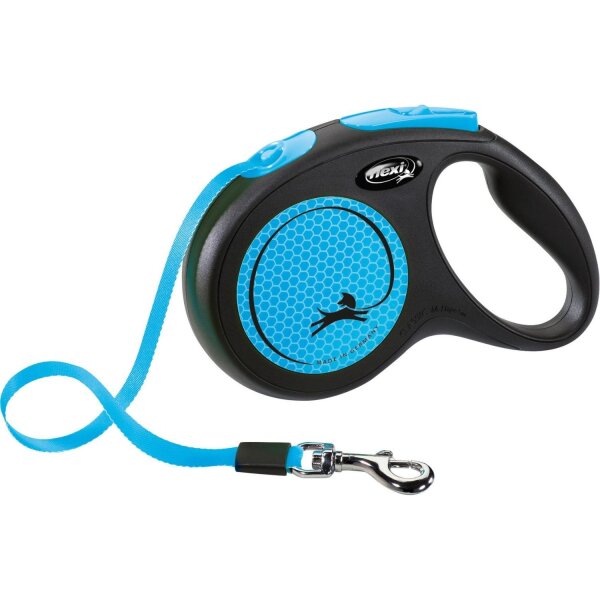flexi New NEON Gurt 5m neonblau M (bis 25 kg)
