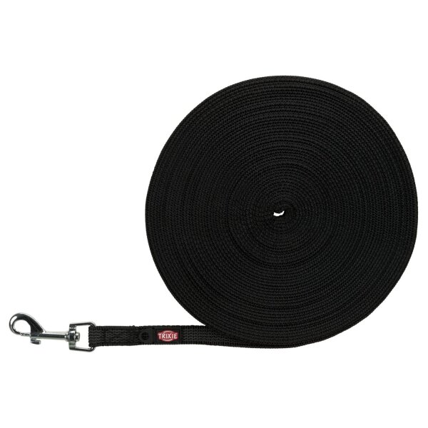 TRIXIE Schleppleine, gummiert schwarz Länge 15 m/Breite 15 mm