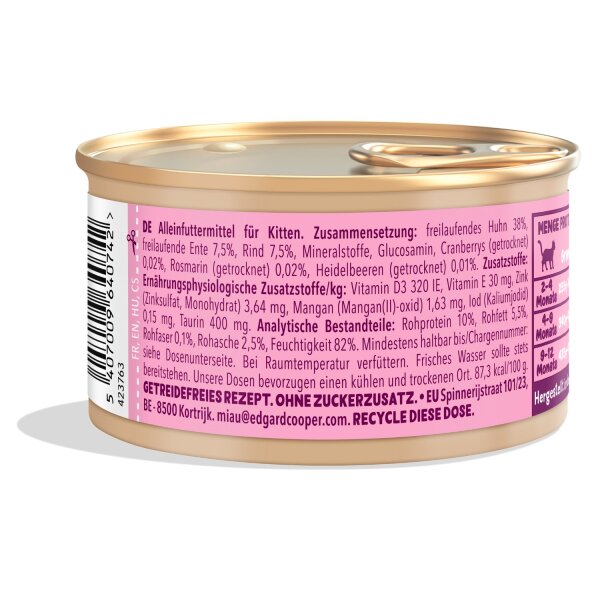 Edgard & Cooper Kitten Nassfutter Ente und Huhn 85g