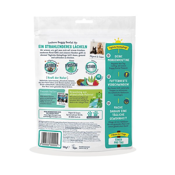Edgard & Cooper Doggy Dental Sticks Erdbeere & Minze small 105 g