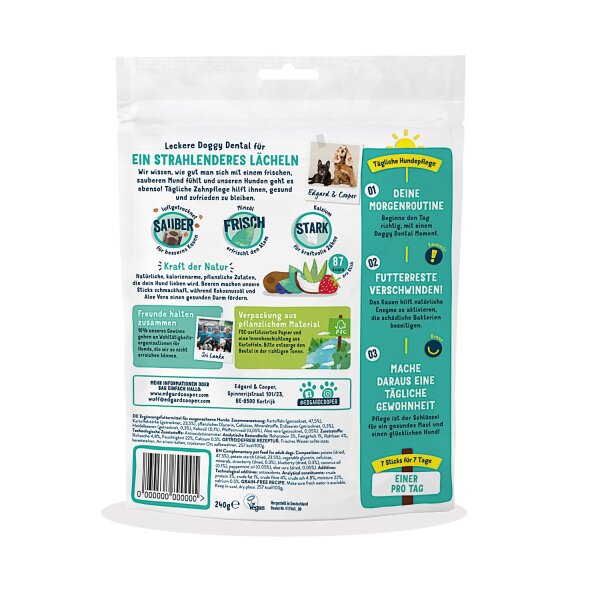Edgard & Cooper Doggy Dental Sticks Erdbeere & Minze large 240 g