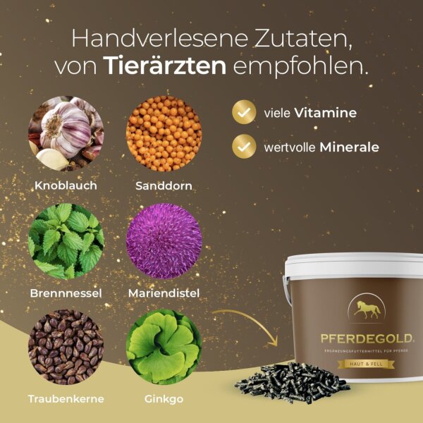 Pferdegold Haut und Fell - Diät-Ergänzungsfuttermittel für Pferde