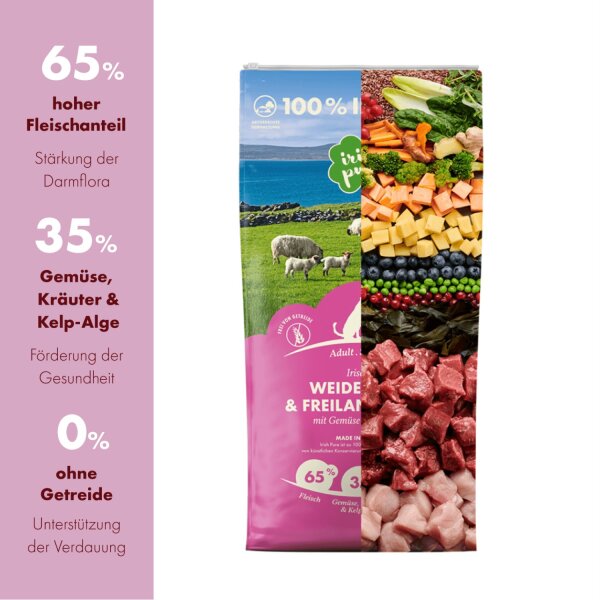 Irish Pure Irisches Weidelamm & Freiland-Huhn mit Gemüse & Kelp-Alge Adult 4 kg