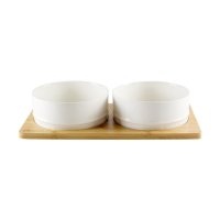 BeOneBreed Ceramic & Bamboo Bowl Duo