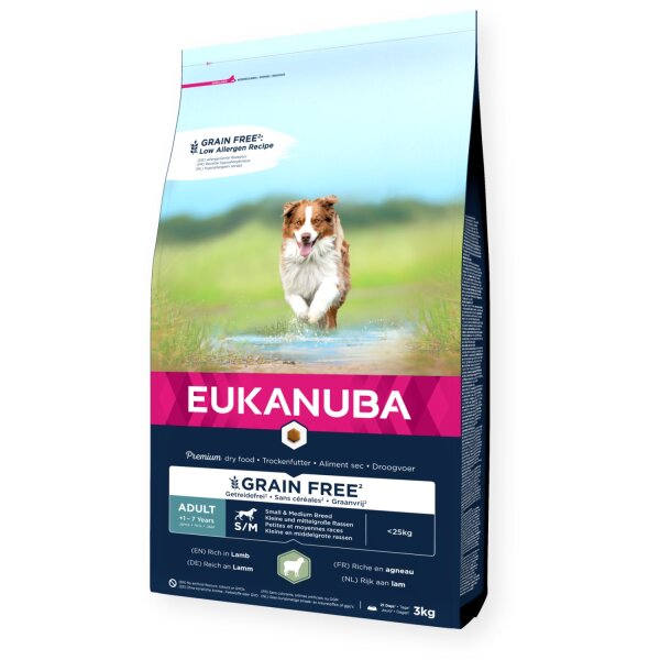 Eukanuba Grain Free Adult S/M Lamm 3 kg