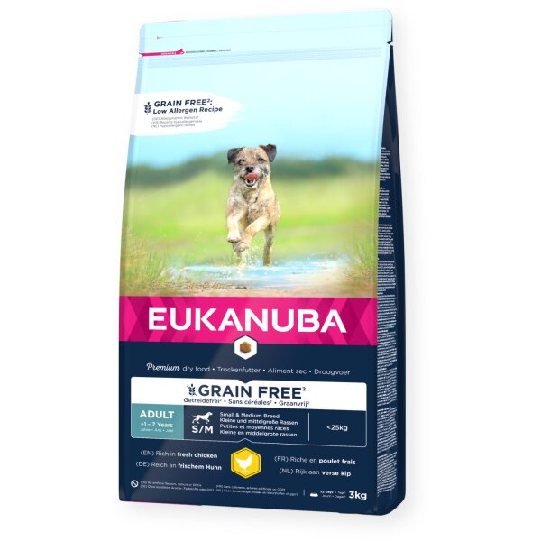 Eukanuba Grain Free Adult S/M Huhn 3 kg