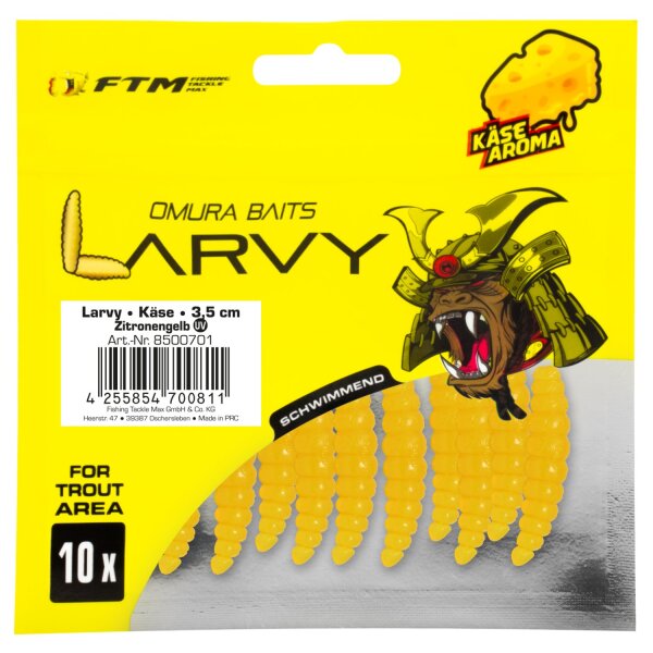 FTM Omura Baits Larvy Käse 3,5 cm Zitronengelb