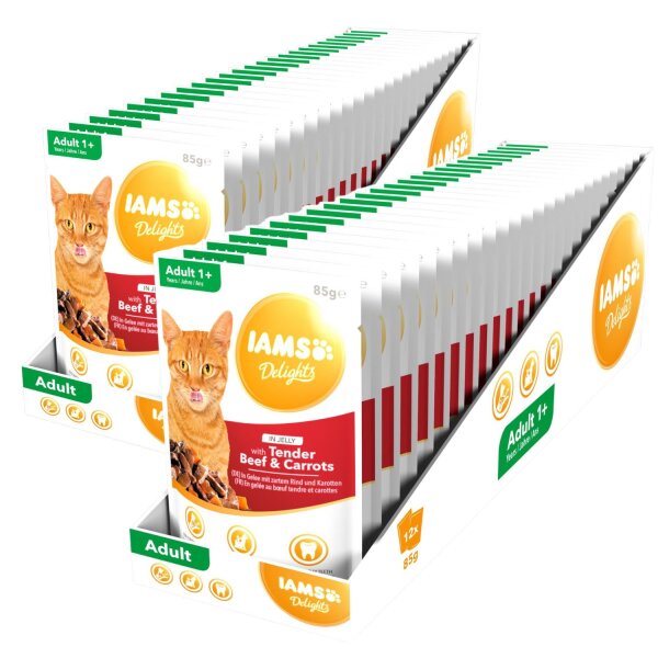 IAMS Delights Rind & Karotten in Gelee 48 x 85 g *MHD 11.04.2026*