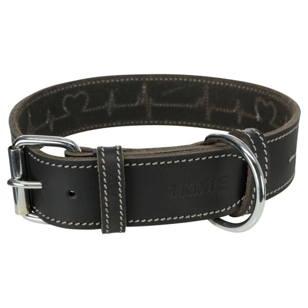 TRIXIE Rustic Fettleder-Halsband „Heartbeat“ schwarz S-M