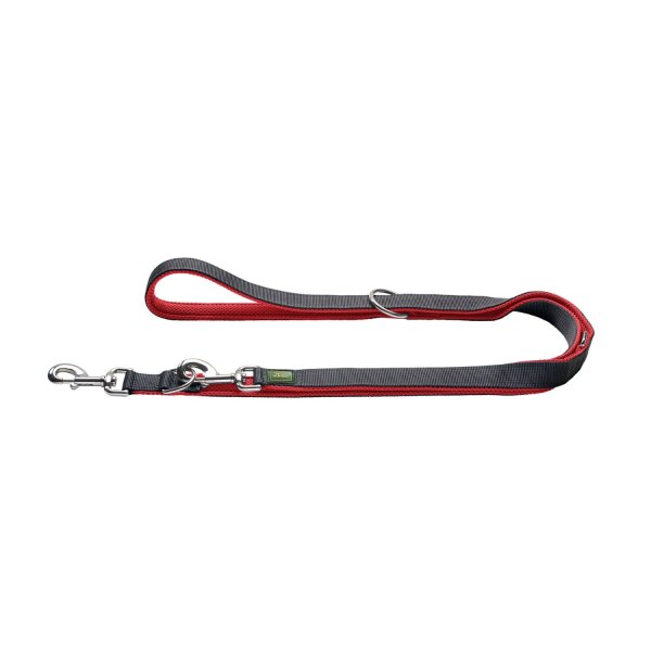 Hunter Verstellbare Führleine Maldon rot/grau 2,0 cm / 2 m