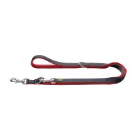 Hunter Verstellbare Führleine Maldon rot/grau 2,5 cm / 2 m