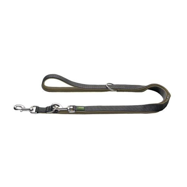 Hunter Verstellbare Führleine Maldon olivgrün/grau 2,5 cm / 2 m