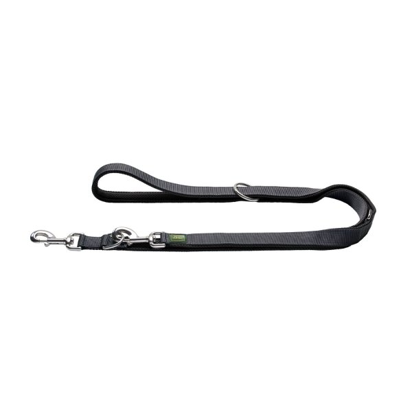 Hunter Verstellbare Führleine Maldon schwarz/grau 2,0 cm / 2 m