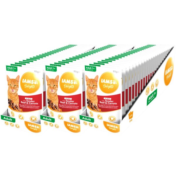 IAMS Delights Rind & Karotten in Gelee 72 x 85 g *MHD 11.04.2026*