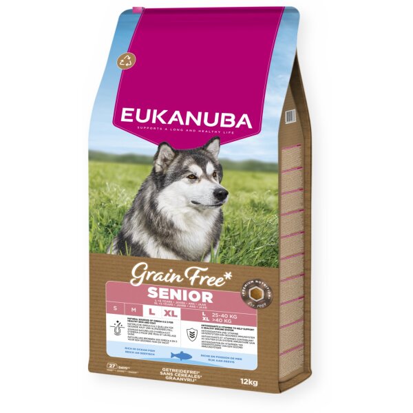 Eukanuba Grain Free Senior Seefisch Large 12 kg