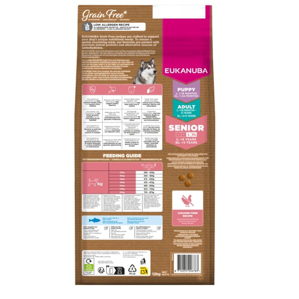 Eukanuba Grain Free Senior Seefisch Large 12 kg