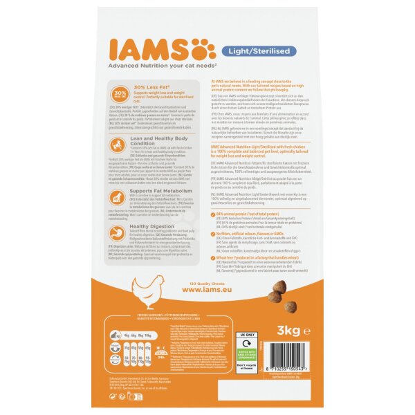IAMS Sterilisation Huhn Adult 3 x 3 kg