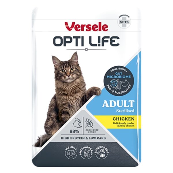 Versele-Laga Opti Life Adult Sterilised Chicken Chunks in Broth 24 x 85 g